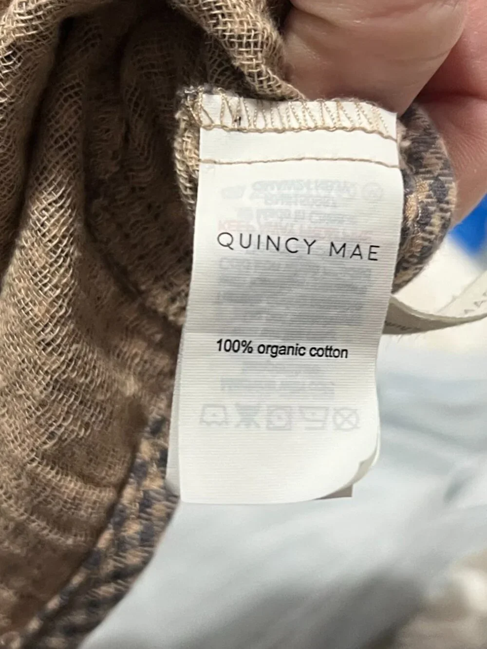 Quincy Mae Indigo Gingham Woven Baby Bonnet